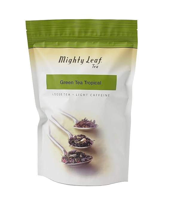 Mighty Leaf Tropical Green Tea 1 lb Loose Leaf Bulk Pouch Lightly Caffeinated Whole Leaf Green Tea with Pineapple & Tropical Flavors Hot or Iced Brewing Ideal for Tea Infusers & Teapots
