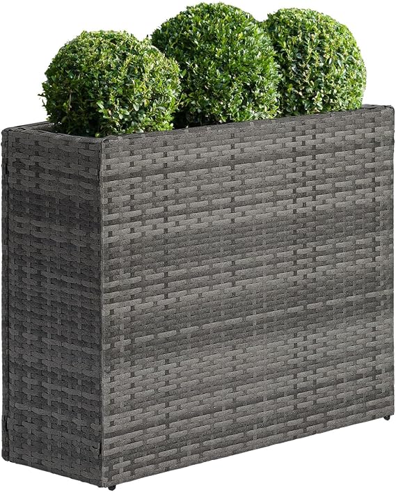 SUNNYPARK Large Rectangular Planter for Outdoor Rattan Block Box 32x11x24'' | All-Weather, Handmade PE Rattan, Removable Liner, Indoor Outdoor, Patio Porch Garden, Modern Design for Plants Flowers
