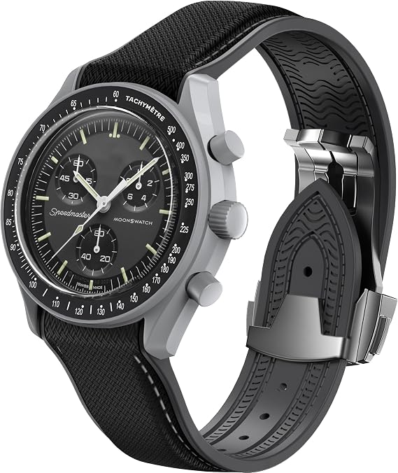 Strap for Omega x Swatch MoonSwatch Watch - 20mm, Folding Buckle, Curved, No Gap Replacement for Swatch Omega Men & Women