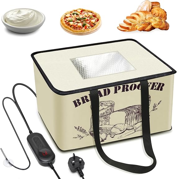 Bread Dough Proofing Box with Heater &amp; NTC Sensor, Adjustable Temperature 10-45°C &amp; Timer 1-48 Hours, Electric Bread Proofer for Sourdough, Pizza, Yogurt Making