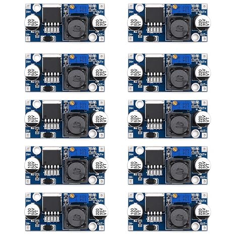 10-Pack LM2596 Buck Converter, DC-DC Step Down, Adjustable | 3-40V input to 1.25-35V output, up to 92% efficiency, for DIY power supplies and electronics projects