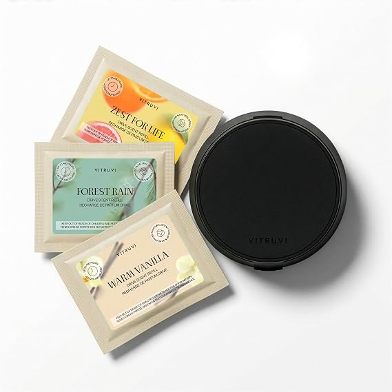 Vitruvi Drive Air Freshener Vent Clip, Waterless, Natural Scent Refills, Adjustable Scent Strength, up to 20 Days