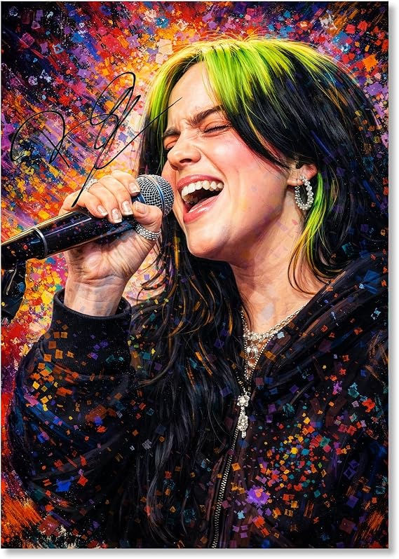 AllStarMedia Tribute to Billie Eilish Inspired Art Style Poster Print – Limited Edition Fan Art Gift | Music Wall Art | A4 Unframed