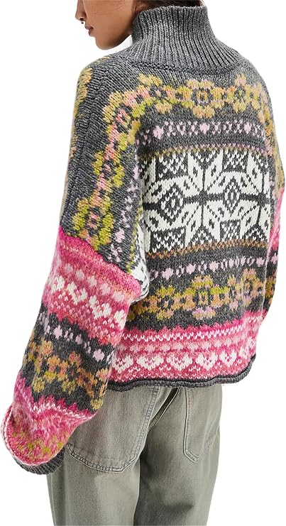 Women Shawl Collar Cardigan Sweater Lobster Print Long Sleeve Button Down Jumper Tops Vintage Chunky Knit Coat