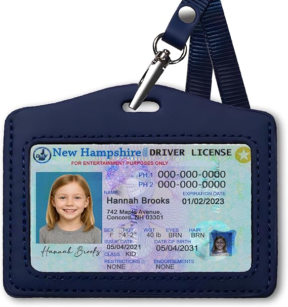 Custom Novelty Drivers License Card Personalized Fake ID Card for Prank with Photo & Info Gag Gift for Adults Includes ID Sleeve (NH)