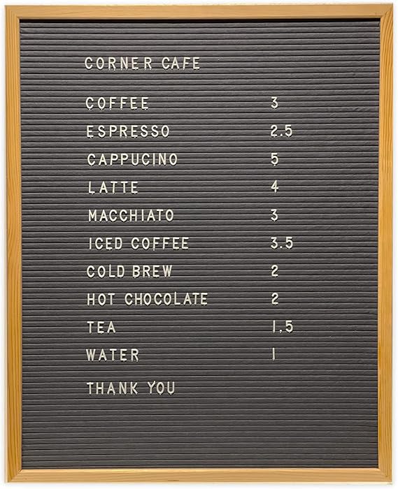 Extra Large Gray Felt Menu Board 24x30 by Majestick Goods | Giant Letter Board with Oak Frame and Changeable Letters and Numbers