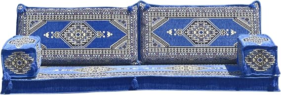 mysticalanatolia Arabic Majlis Sofa Set Arabian Couches 75x27x4 inch for Home Living Room Patio Bohemian Oriental Floor Seating Furniture Indoor Outdoor Lounge Loveseat Futon