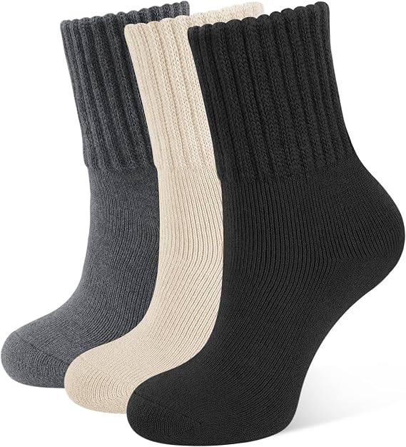 CLOSEMATE Boot Socks for Women Thick Warm Winter Crew Socks 3 Pairs | Thermal crew socks with full cushioning, cozy comfort for boots, hiking, home & gift for women