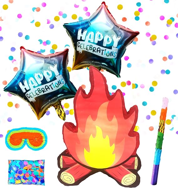 Campfire Pinatas,Perfect for Flame Party Birthdays, Camping Adventure, Baby Showers and Themed Party Decorations
