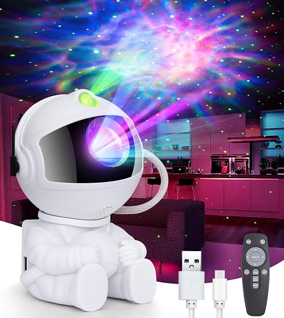 Astronaut Galaxy Projector, LED Starry Night Light for Bedroom, Astronaut Nebula Timer & Remote 360° Adjustable Spaceman Buddy Projector Night Light, Gifts for Kids & Adults, Room Decor Aesthetic [Energy Class G]