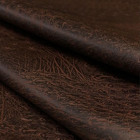 Ostrich Faux Leather Fabric, Embossed Vinyl, Textured Craft DIY and Upholstery PU Pleather - Individual 1 Yard Cut 36"x54" (Brown)