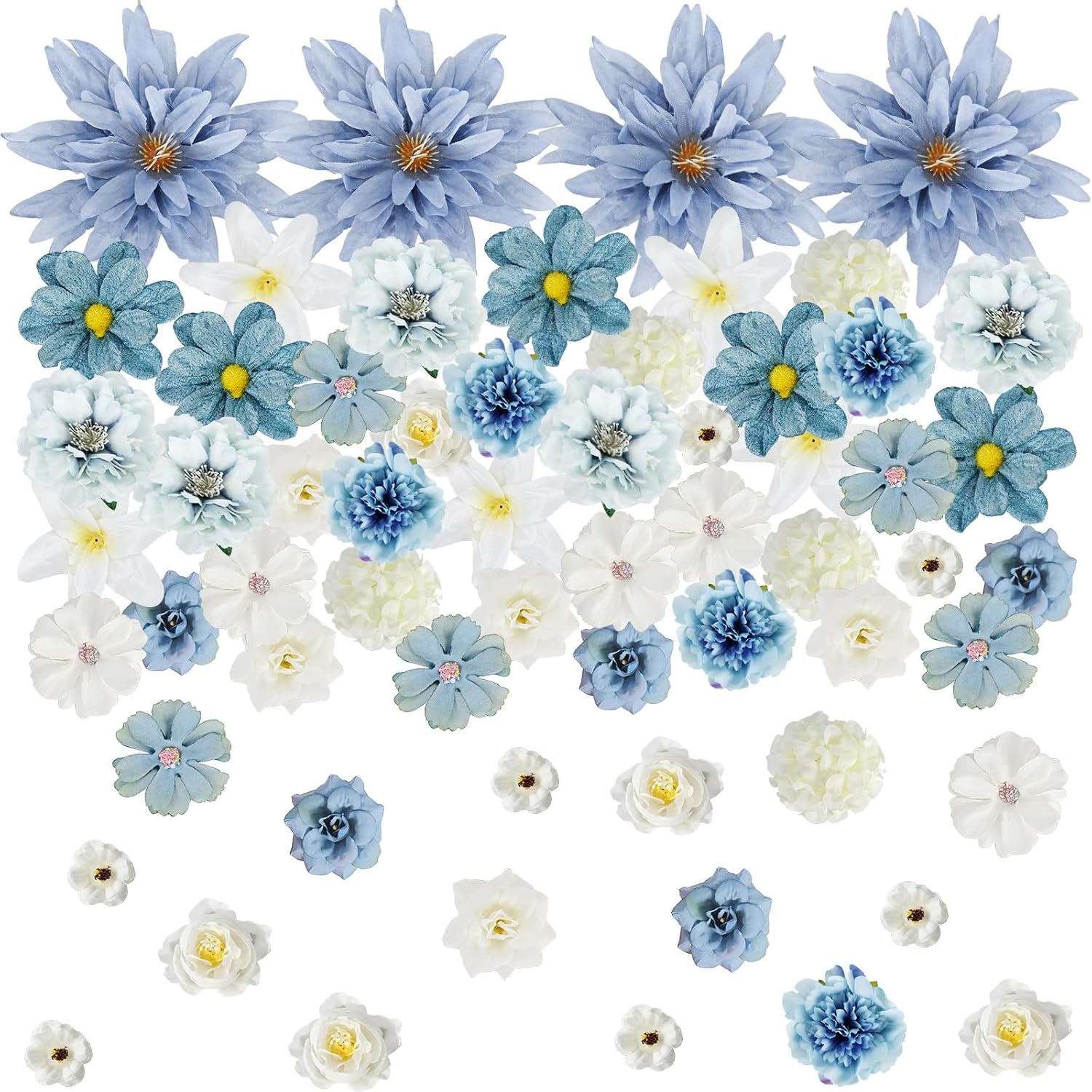 LELEE 60pcs Fake Flowers Heads Mini Silk Flower for Crafts, Small Artificial Daisy Roses Faux Flowers Bulk for DIY Cake Wedding Party Home Garland Wreath Decoration,Purple Flower