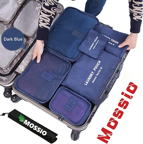 Mossio 7 Set Packing Cubes with Shoe Bag - Compression Travel Luggage Organizer