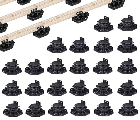 Adjustable Deck Support Plastic Pedestal Paver, 24 PCS, 1-3/16" to 2-3/8" Level Up Deck Support Pedestals, Shed Foundation Kit