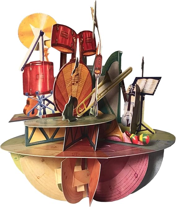 PS055 Music Up 3D Pop Up Card, Multi-Color