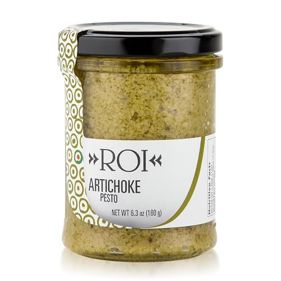 ROI Italian Artichoke Dip, Vegan Artichoke Pesto Spread - 6.3 oz | Made with extra virgin olive oil. Perfect sandwich spread for bruschetta, crackers, appetizers, and gourmet dishes.