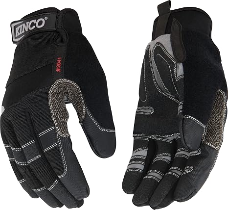 Kinco 2041-L, KincoPro General Synthetic Gloves with Pull-Strap, Form Fitting, Shock Absorbing, Durable, Abrasion Resistant, Breathable, Adjustable Wrist-Construction, All-Purpose, Motorcycling, Large