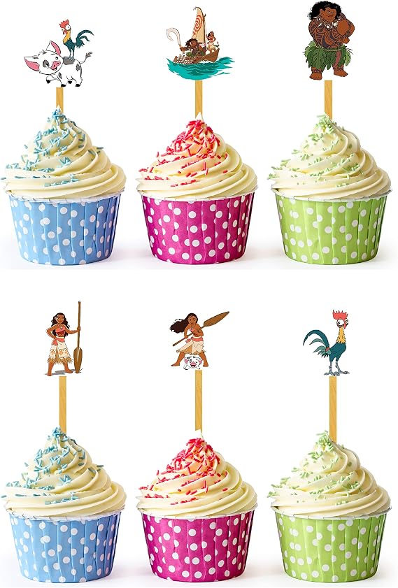 24pcs Island Adventure Cupcake Toppers for Birthday Party Cake Decoration Supplies