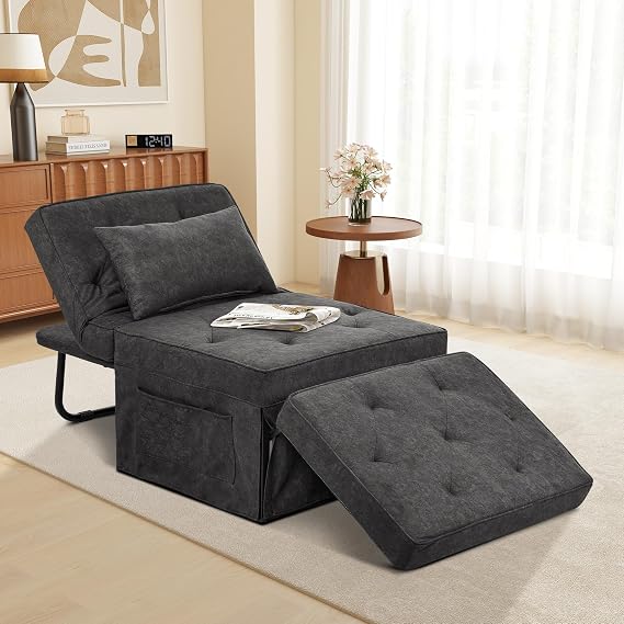 4-in-1 Sleeper Sofa Bed, Foldable Convertible Ottoman Chair