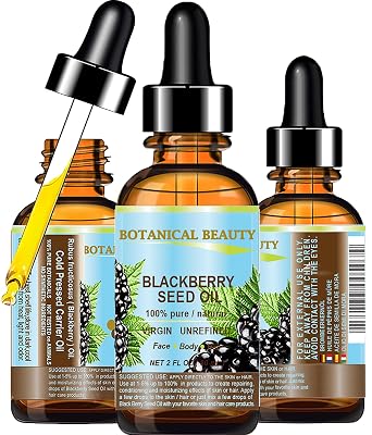 Botanical Beauty BLACKBERRY SEED OIL 100% Pure Natural Virgin Unrefined. Cold Pressed Undiluted Carrier Oil for Face, Skin, Body, Hair, Anti-Aging Face Oil 2 Fl Oz