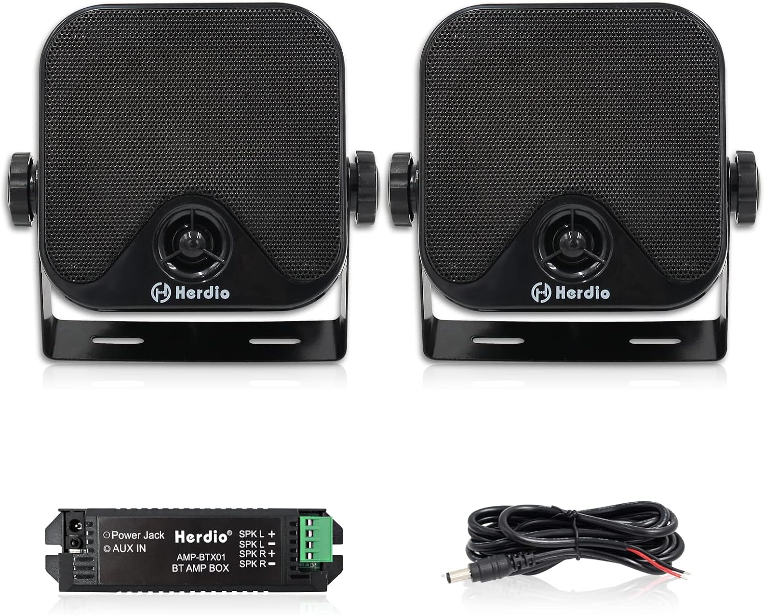 Herdio 120 Watts Outdoor Bluetooth Speakers Waterproof Surface Mounted For Marine Boat ATV UTV Heavy Duty Powersports Vehicles Backyard,Black