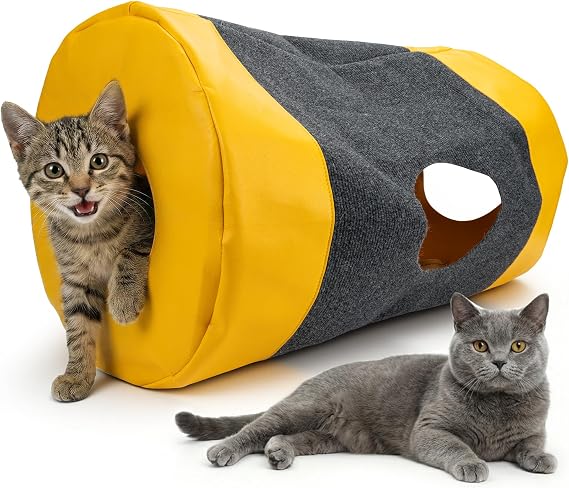 Homrich Multifunctional Collapsible Cat Play Bag, Indoor Cat Tunnel Activity Center Mat, Durable Rug for Hide and Seek, Scratching Sleeping Running Interactive Toys for Bored Kitten Adult Cats