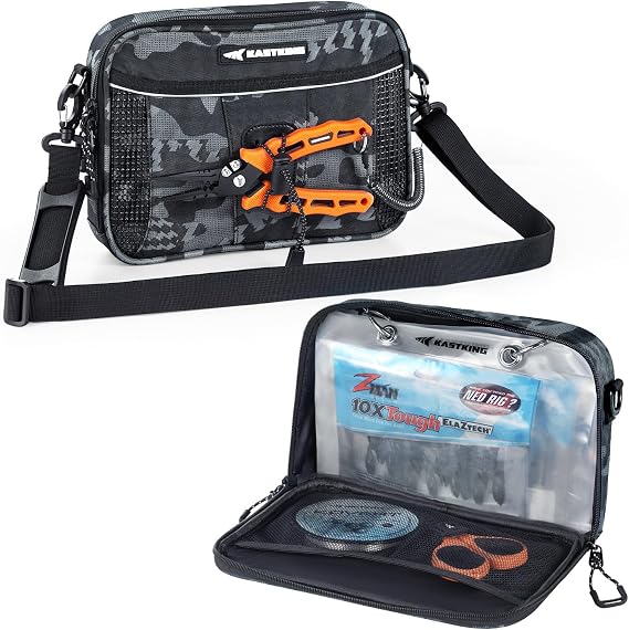 KastKing BaitSpace Detachable Bait Binder Tackle Bag Large Clear Sleeves, Durable 900D Water-resistant Fabric, Soft Plastic Bait Storage For Hooks, Sinkers & Fishing Accessories
