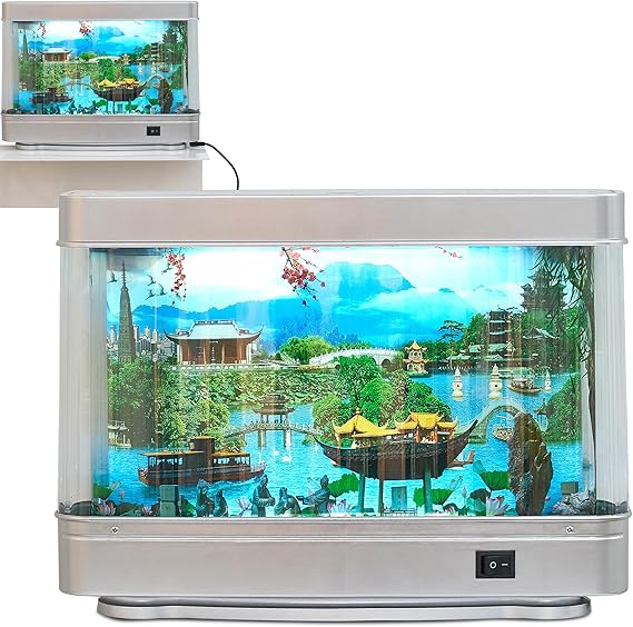 Fake Fish Tank, Aquarium Sensory/Lamp, Artificial Fish Tank with Moving Fish, Cute Decorative Virtual Ocean in Motion Night Light (Fake/Aquarium)