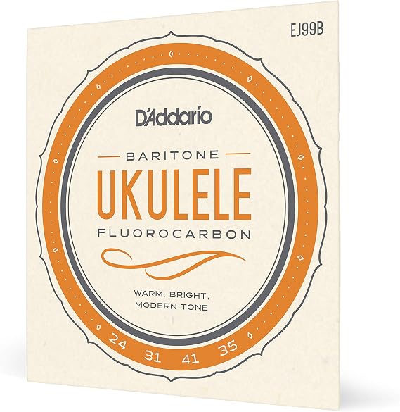 D'Addario Baritone Ukulele Strings, Fluorocarbon, EJ99B, 4-String Set, Pack of 1