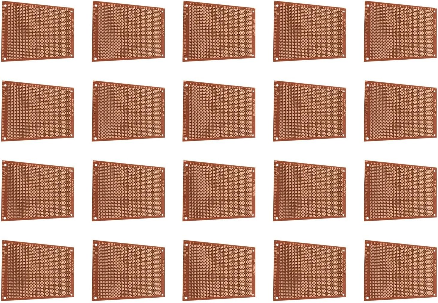 20pcsのパックBakelite PCBプロトタイピングボード5x7cm 432事前掘削穴