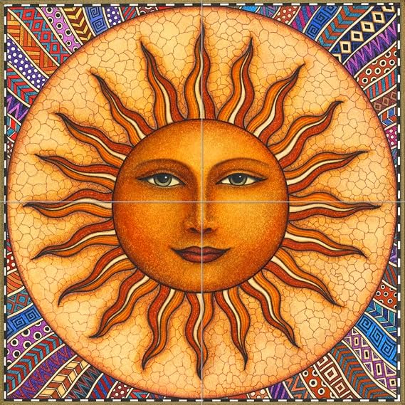 Ceramic Backsplash Tile Mural Celestial Kitchen/Bathroom/Shower - Celestial Sun - Dan Morris