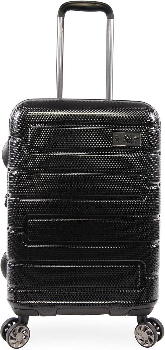 ORIGINAL PENGUIN Crimson 21" Hardside Carry-on Spinner Luggage, Telescoping Handles, Black, One Size