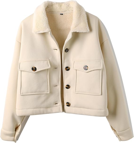Ladyful Womens Winter Fleece Lined Bomber Jacket Long sleeve Sherpa Coat Outwear