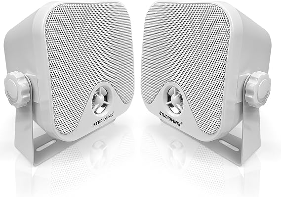 STUDIOFINIX 10.2cm 100W Mini Marine Waterproof Stereo Audio Speaker System for ATV UTV Motorcycle Tractor Boat Speakers(White