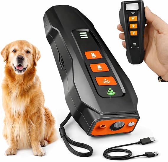 Dog Anti Barking Device - Portable Ultrasonic Dog Bark Deterrent with Rechargeable 1200mAh Battery, Waterproof, 50ft Coverage & 20-Hour Battery Life - Dog Barking Stopper Suitable for All Dogs