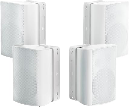 Herdio 800W 6.5 Inch Outdoor Speakers Bluetooth Waterproof Wired with Superior Amplifier, Wall Mounted Sound System, Enhanced Bass & Durable, Mountable Swivel Brackets, for Patio Home (2 Pairs, White)