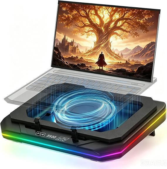 Dell Alienware M16 X16 R1 R2 16" Gaming Laptop Cooling Pad Cooler with Powerful Turbo Cooling Fan CPU + GPU 40°C Variable Speed 6 RGB Light Mode Touch Start V LCD Screen