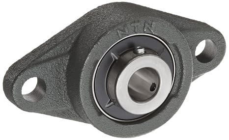 NTN UCFL204 Light Duty Flange Bearing, 2 Bolts, Setscrew Lock, Non-Relubricatable, Contact and Flinger Seals, Cast Iron, 20mm Bore, 3-35/64" Bolt Hole Spacing Width, 2-3/8" Height