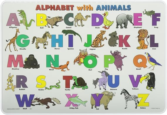 Painless Learning Alphabet with Animals Placemat, Oil Pastel, Large