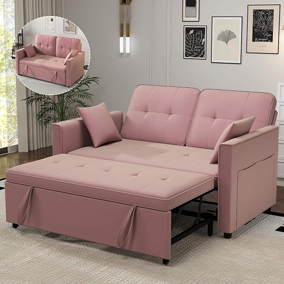 Pink Convertible Sofa Bed: 3 in 1 Sleeper Sofa Couch Bed