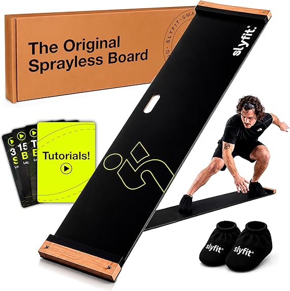 Slyfit Slide Board Revolutionize Your Workouts: Slide Exercise at Home with Booties for Fitness, for Multi-Sport Training, Core Strength, Flexibility Low-Impact Durable Home Gym Equipment for Balance and Agility