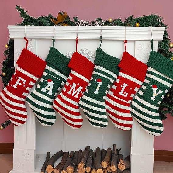 Christmas Stocking Knit Initial Christmas Stockings for Family Farmhouse Monogram Letter Christmas Stockings Christmas Decorations Gift Stocking Personalized Stocking Embroidered Letter M
