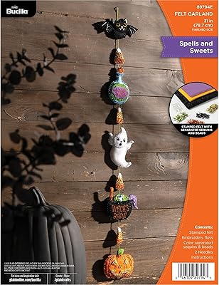 Bucilla Felt Applique Garland Making Kit, Spells and Sweets, Perfect for DIY Arts and Crafts