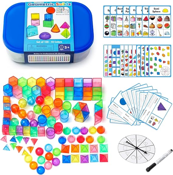 100 Pcs 3D Shapes for Teaching - Light Table Toys