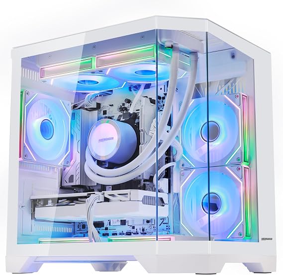 Ocean of Stars AI-Optimized Gaming PC -AMD Ryzen 7 7800X3D 4.2 GHz, RTX 5060 8G, 32GB DDR5 RAM, 1TB PCIe +1TB SATA SSD, Software ARGB Control, Windows 11 -White