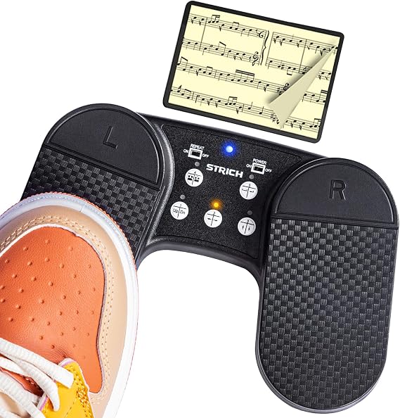 STRICH Wireless Page Turner Pedal for iPad, Rechargeable Foot Pedal, SPT-10 | USB Silent Foot Pedal for Tablets, Smartphones, Multimedia Platforms, and PC