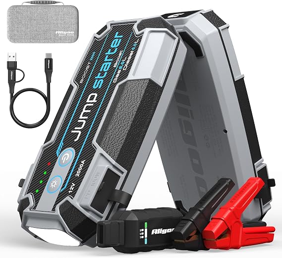 2000A Battery Jumper PD100W Fast Charging Portable Power Bank IP67 Waterproof Jump Box for Car,Exclusive Magnetic Hook, 4 Mode LED Flashlight,12V Portable Battery Booster for Cars Trucks SUV