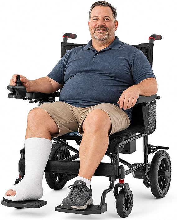 22 Inch Extra Wide Electric Wheelchairs for Adults, Support 350 lb Capacity & 500W Dual Motor All Terrain Power Wheelchair, 15 Miles Range Lightweight Foldable Motorized Wheelchairs for Seniors, Blue