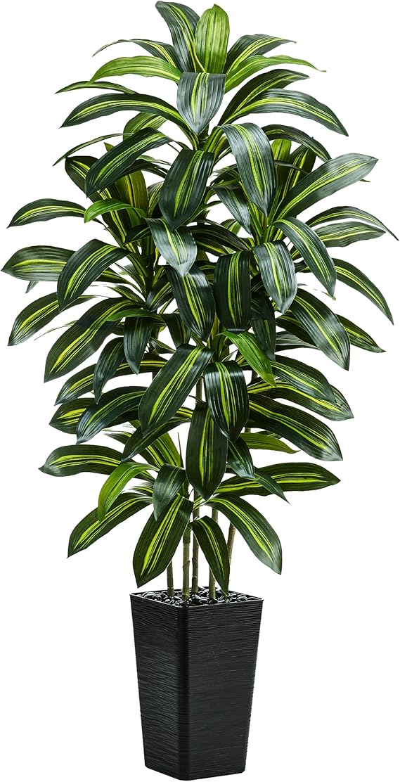 Artificial Plants Dracaena Tree 6FT, Large Artificial Plants Indoor with Black Tall Planter, Tall Fake Floor Plant in Pot Indoor Decor, Fake Dracaena Tree for Home Living Room Office Decor