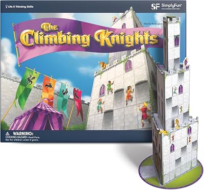 SimplyFun The Climbing Knights - Exciting Castle Climbing Strategy Board Game - Fine Motor Skills - Educational Fun with Magnetic Knights, Guard Pawns, Premium Components - 2-4 Players, Ages 8 & Up
